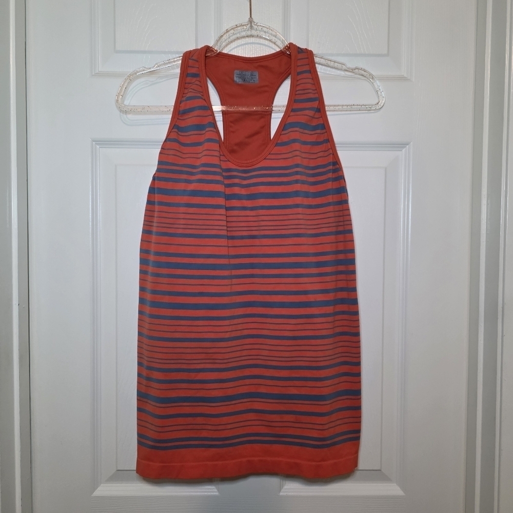 Athleta Striped Orange Gray Racer Back Tank Top Women's XL